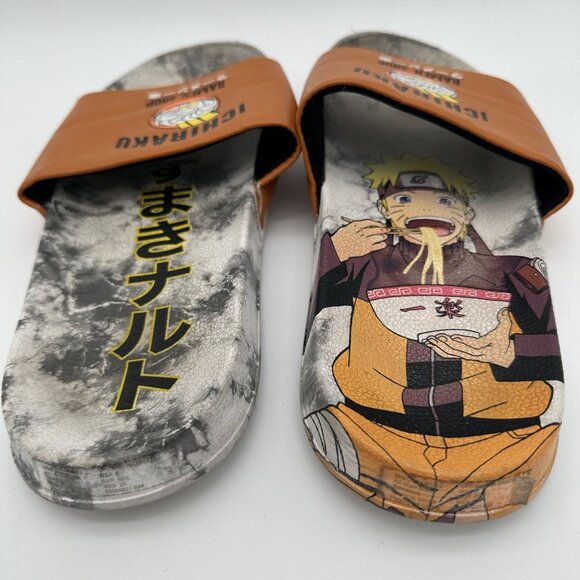 Ichiraku Ramen Shop Naruto Slide Sandals Mens Size 8 Orange Gray Anime-Inspired - Picture 7 of 8